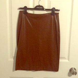 Leather high waist brown skirt
